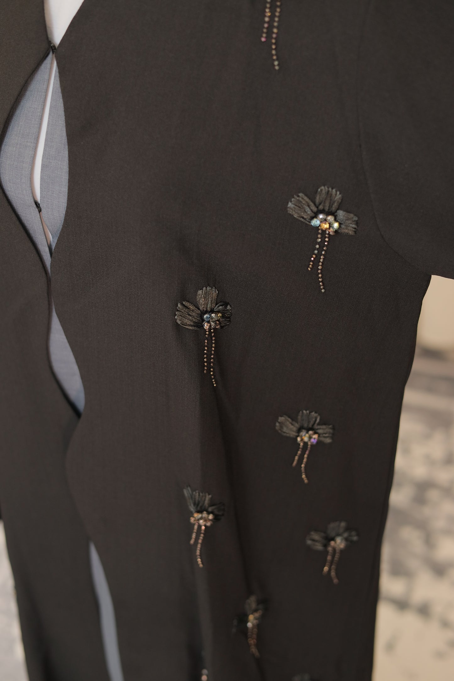 Midnight Bloom Hand-Embellished Black Abaya