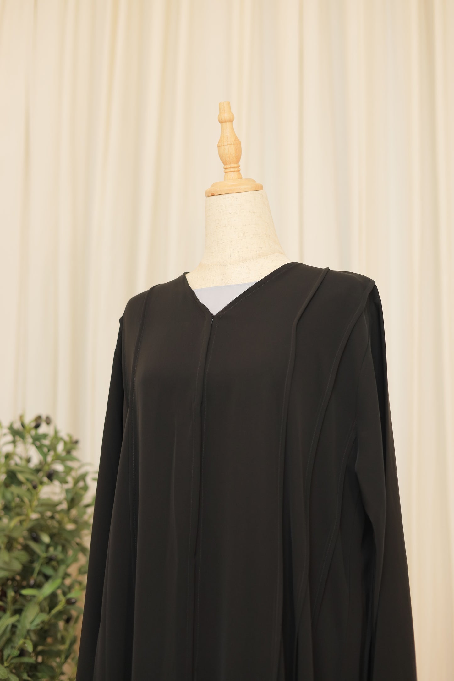 Elegant Black Embellished Open Abaya for Women