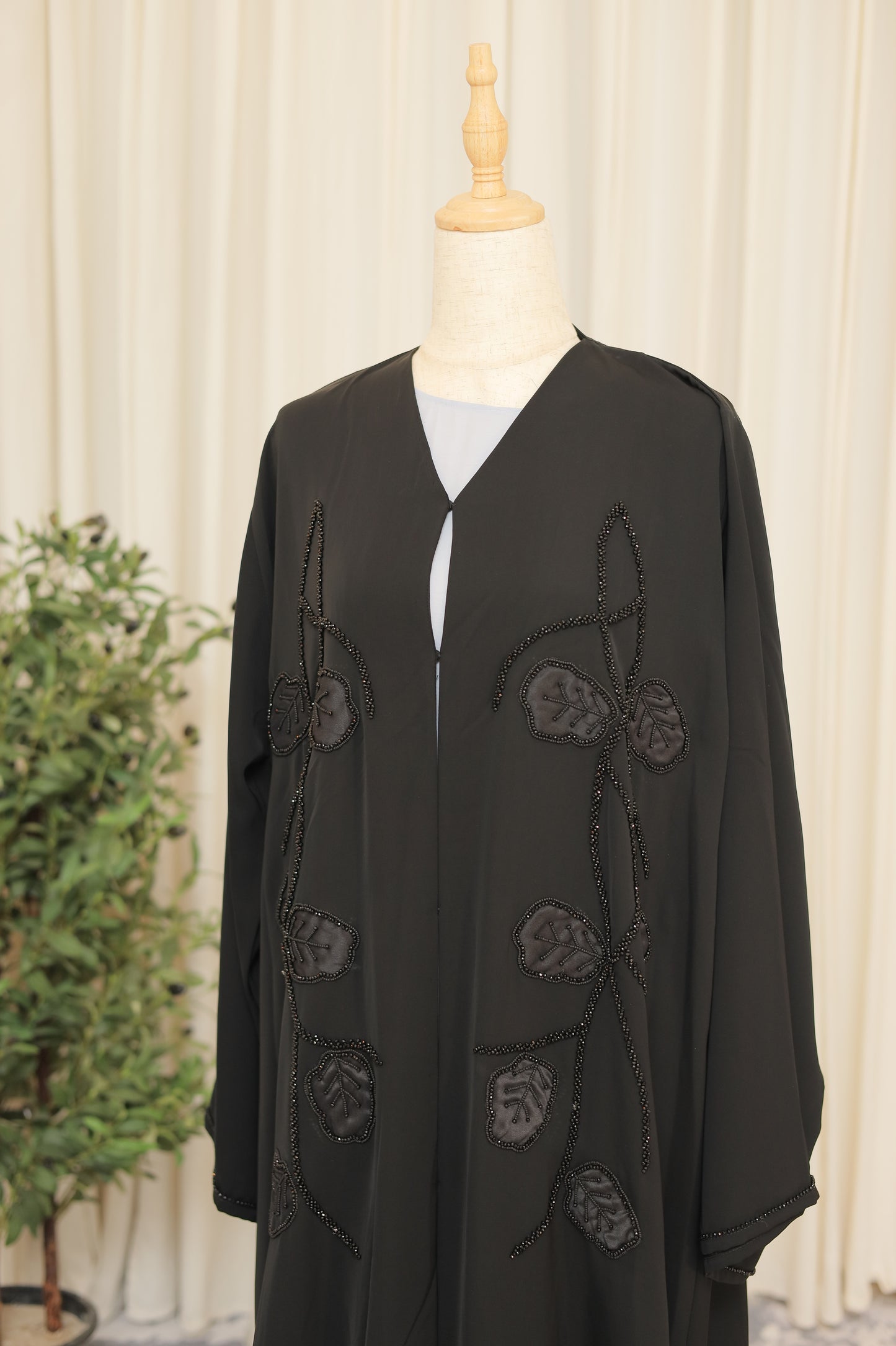 Midnight Vine Embroidered Luxury Abaya