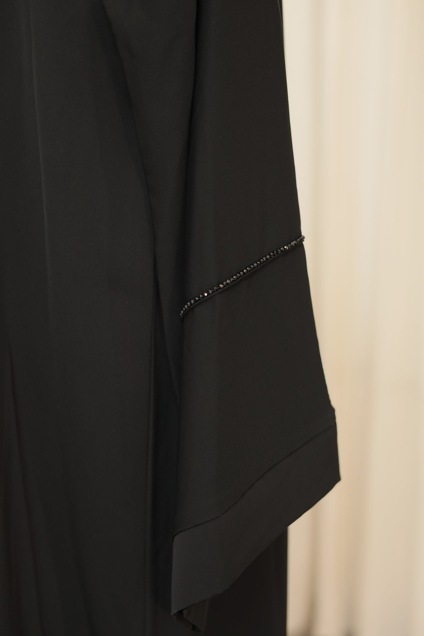 Elegant Black Beaded Abaya with Minimal Hand Embellishment