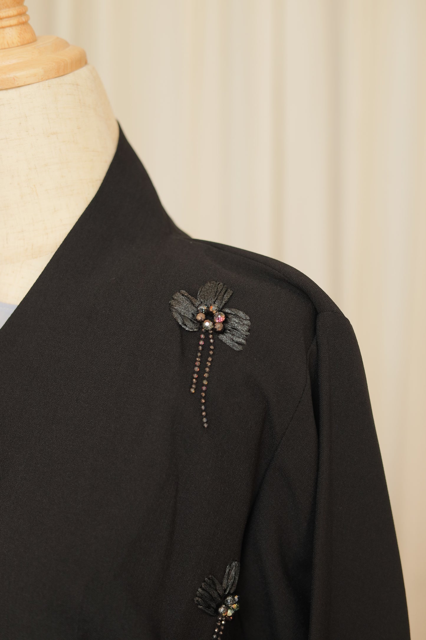 Midnight Bloom Hand-Embellished Black Abaya