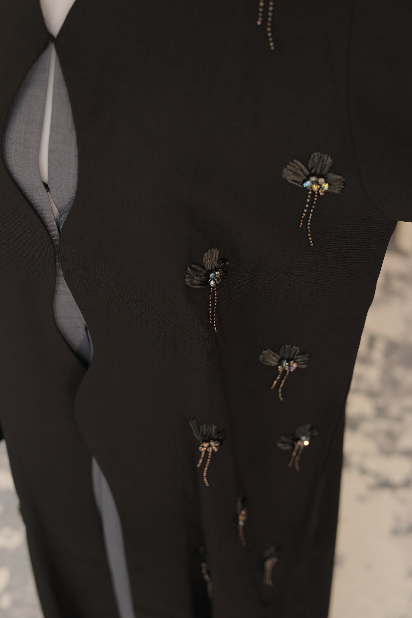 Midnight Bloom Hand-Embellished Black Abaya